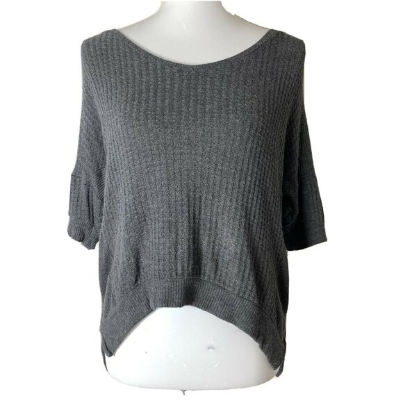 Velvet by Graham & Spencer Gray Waffle Knit Blouse - Picture 1 of 4